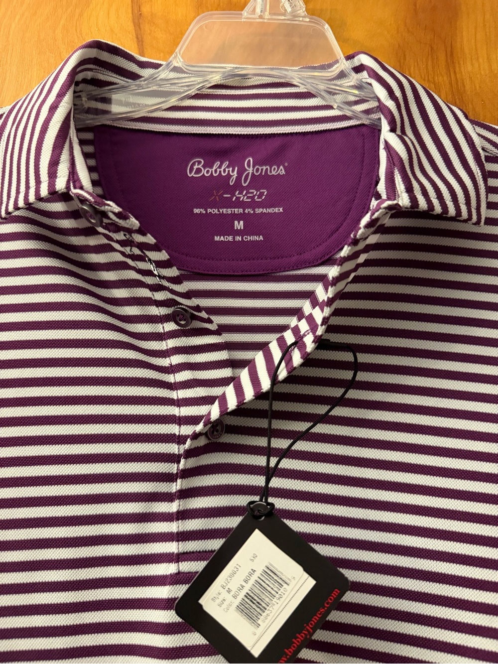 NWTs Men’s Bobby Jones Purple and White Striped Polo Shirt